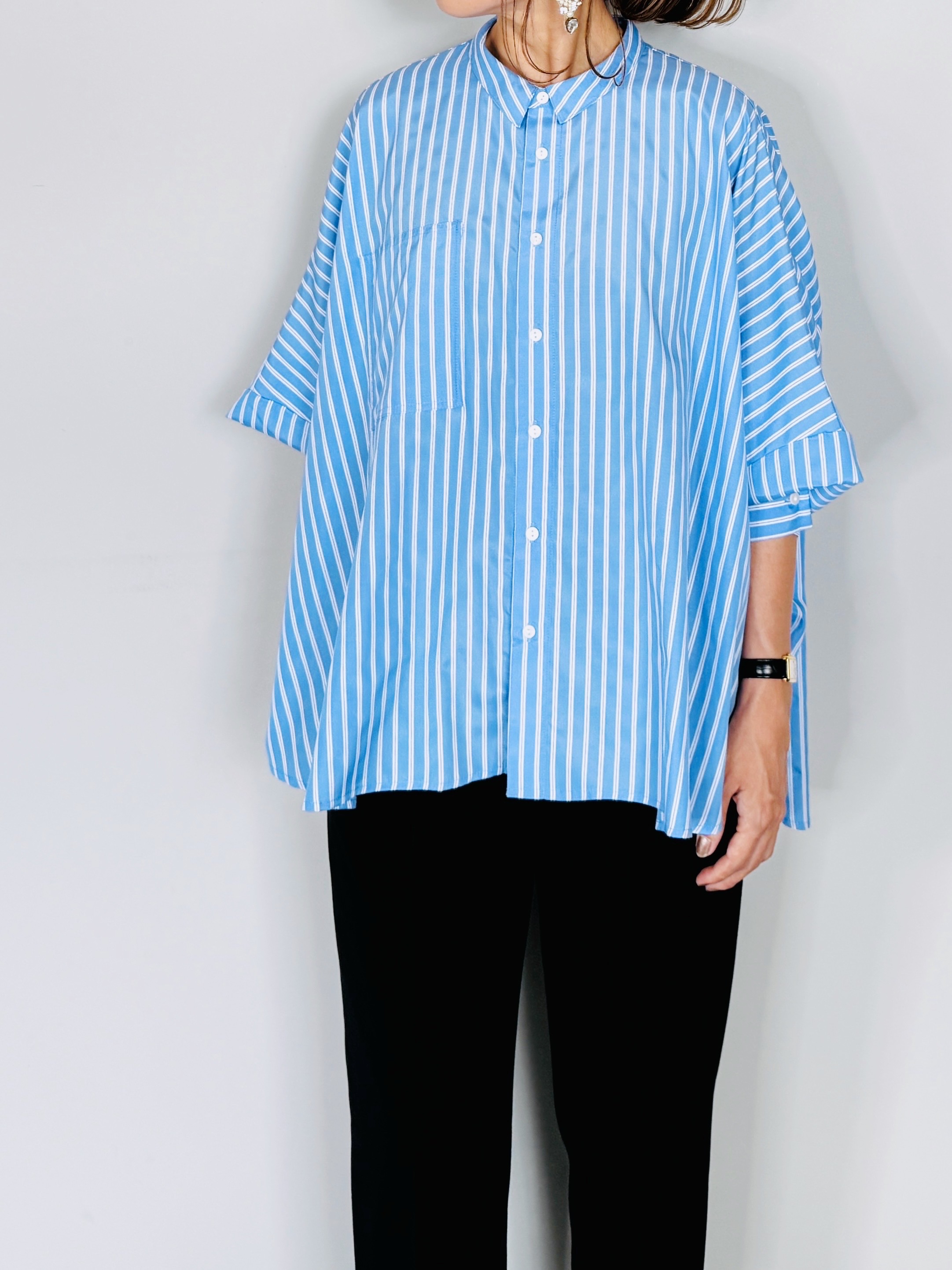 SELECT(セレクト) ストライプバックギャザーワイドシャツ 30-12000