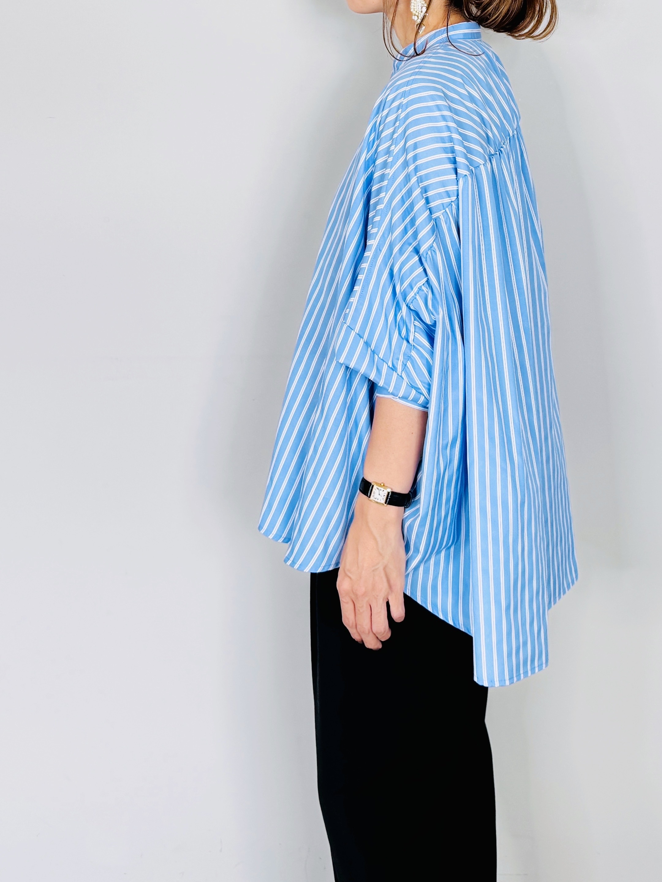 SELECT(セレクト) ストライプバックギャザーワイドシャツ 30-12000