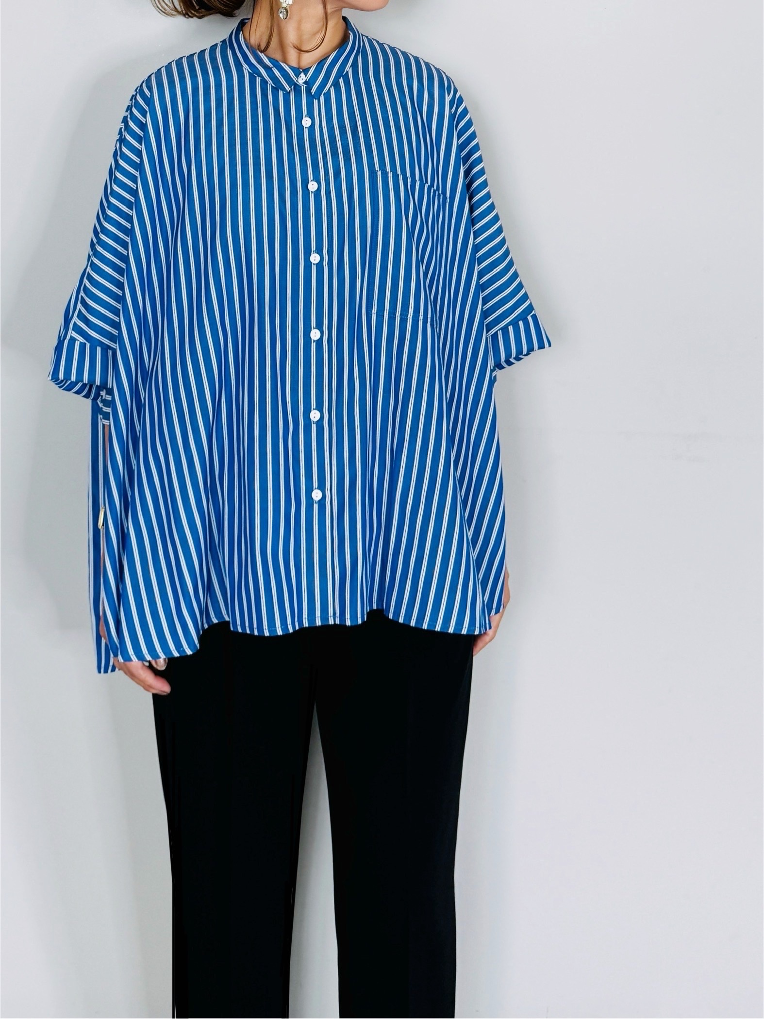 SELECT(セレクト) ストライプバックギャザーワイドシャツ 30-12000