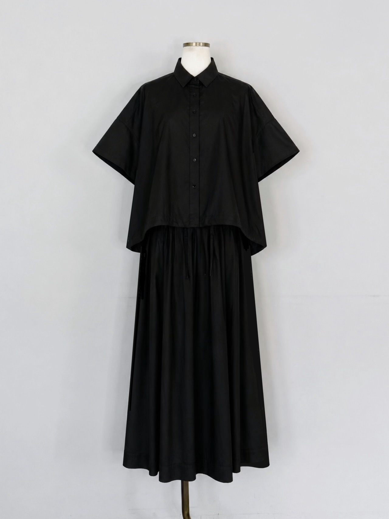 SHES(シーズ)    コットンポリタフタギャザータックスカート《SET UPアイテム》