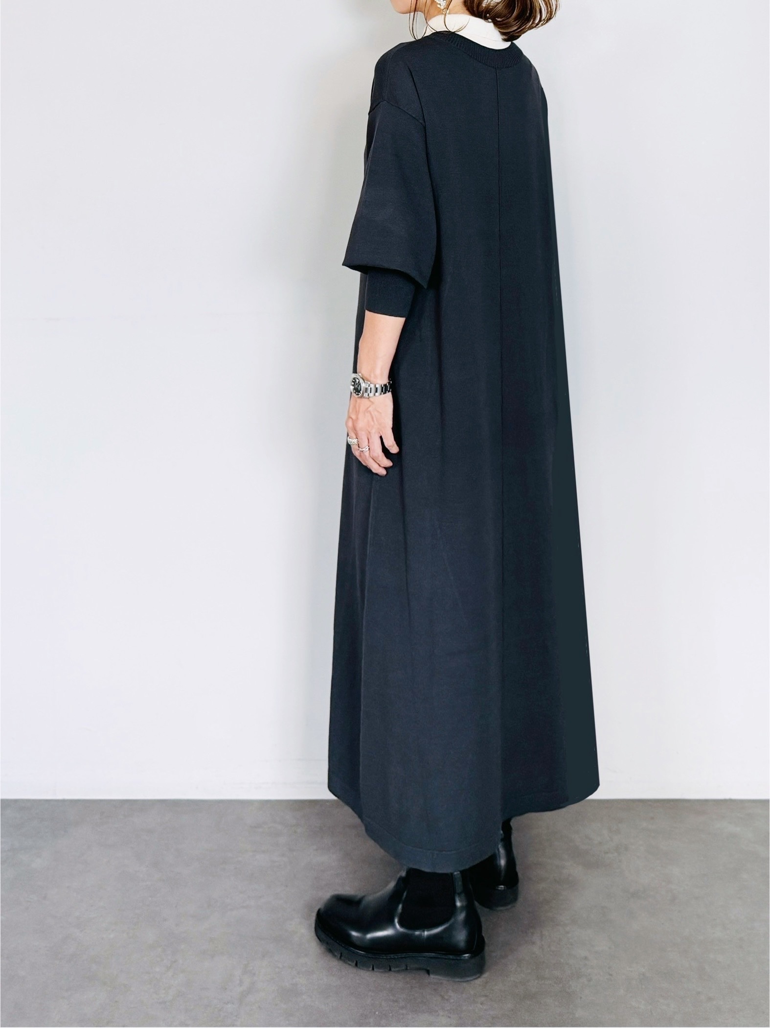 タグ無し試着のみ自宅保管セレクトショップ購入 リネン混ノーカラーロングワンピース タグ無し試着のみ自宅保管セレクトショップ購入 リネン混ノー