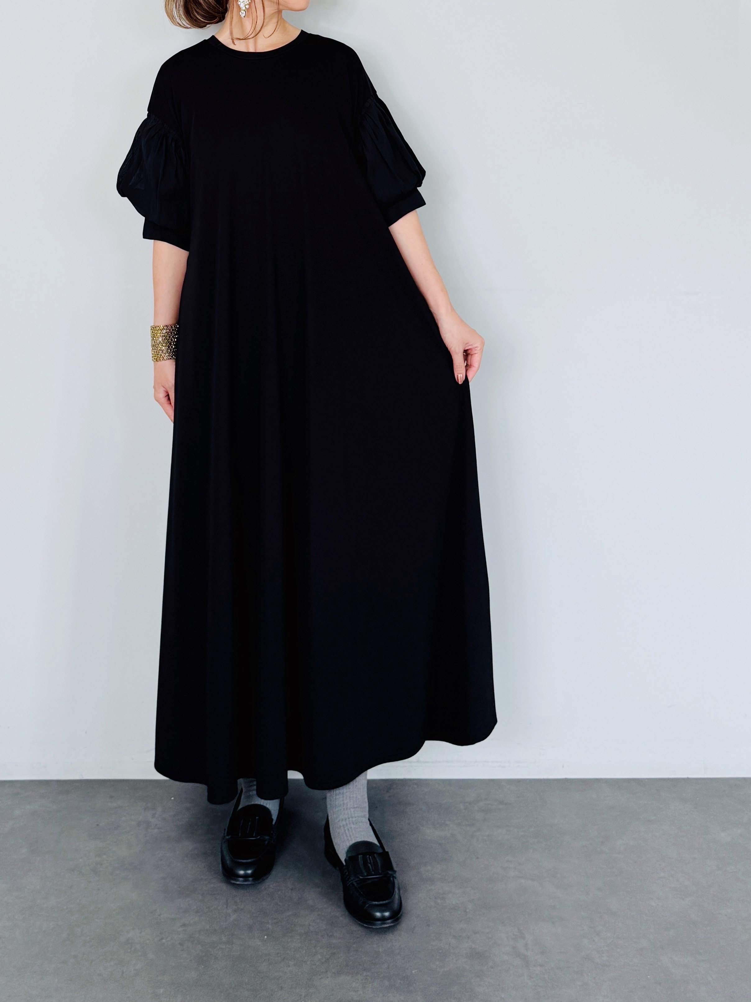 SELECT(セレクト) 異素材ランタンスリーブカットワンピース