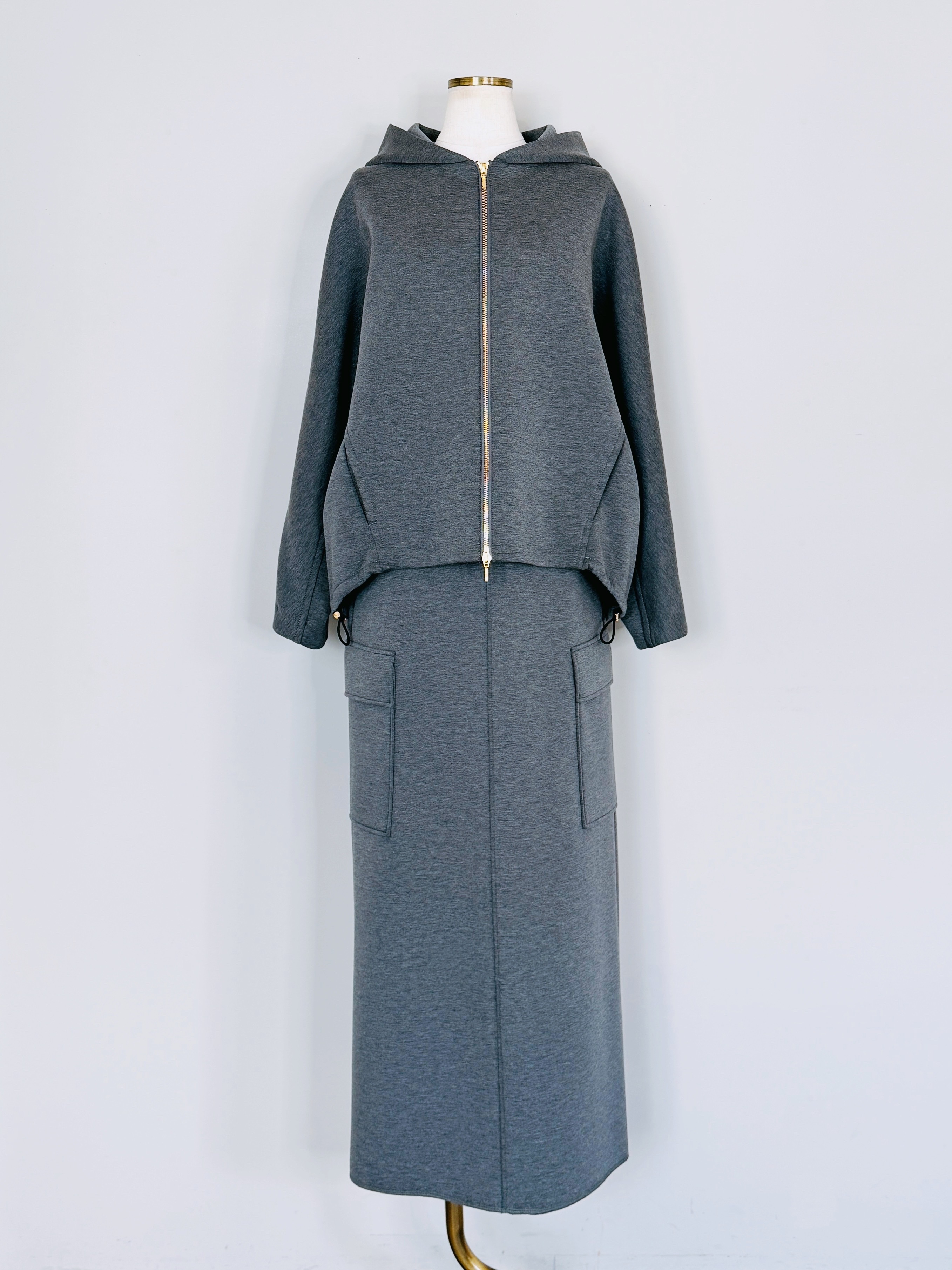 SELECT(セレクト) ドロストダンボールニットジップアップヘム