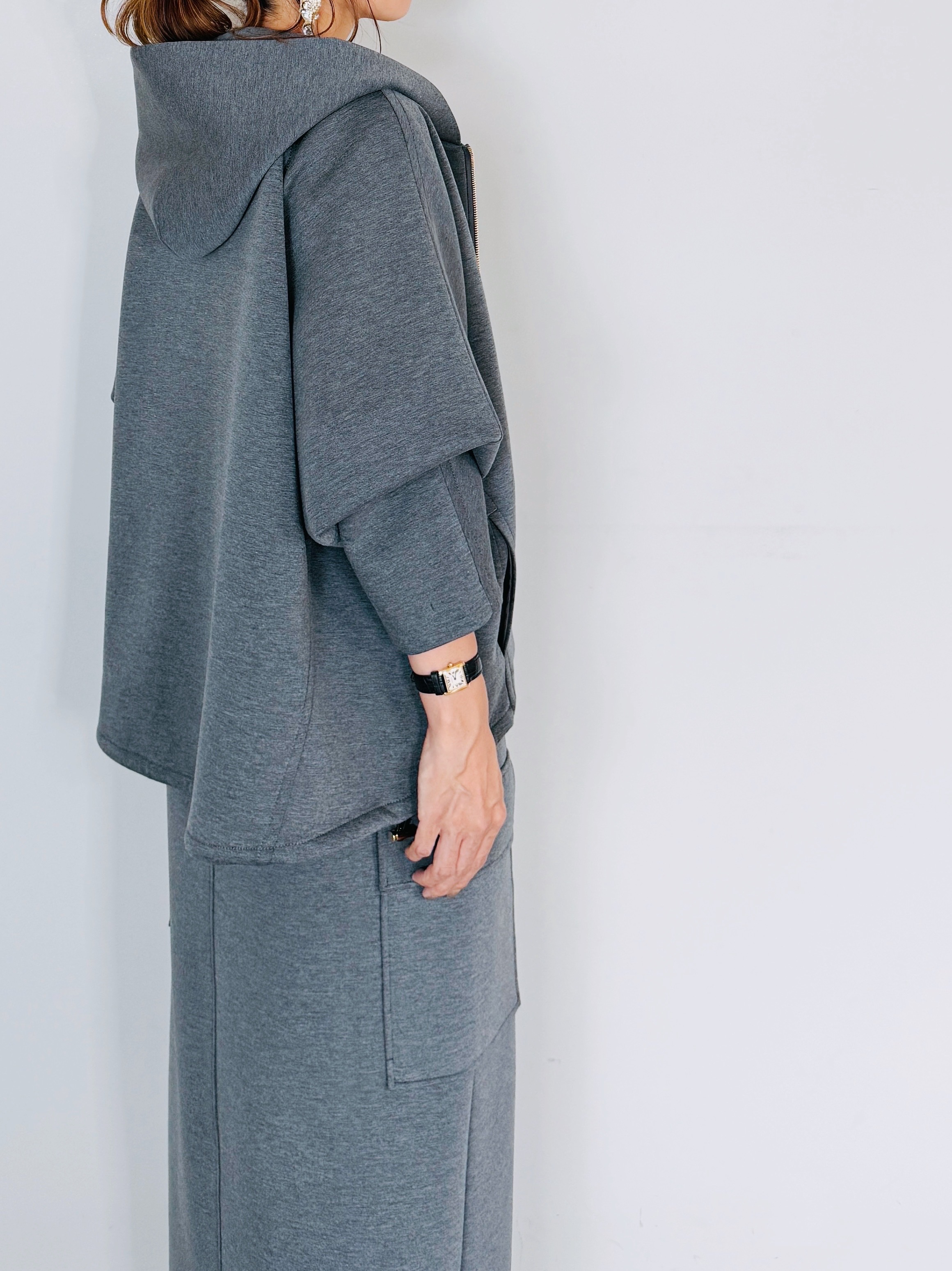 SELECT(セレクト) ドロストダンボールニットジップアップヘム