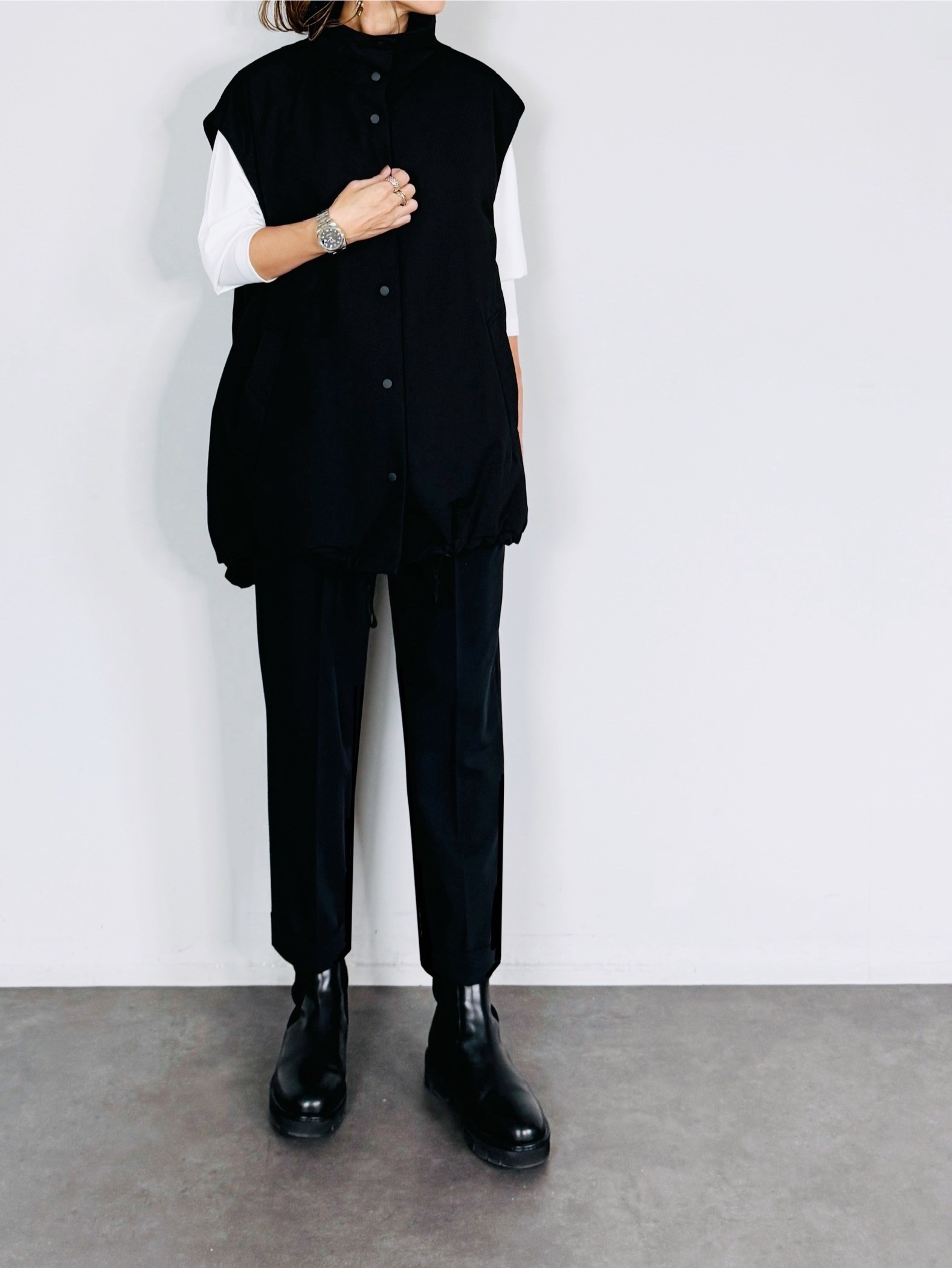 ま*い様 チャコット シバーシブル中綿ベスト 黒 ベスト REFLECTIVE STAND COLLAR VEST
