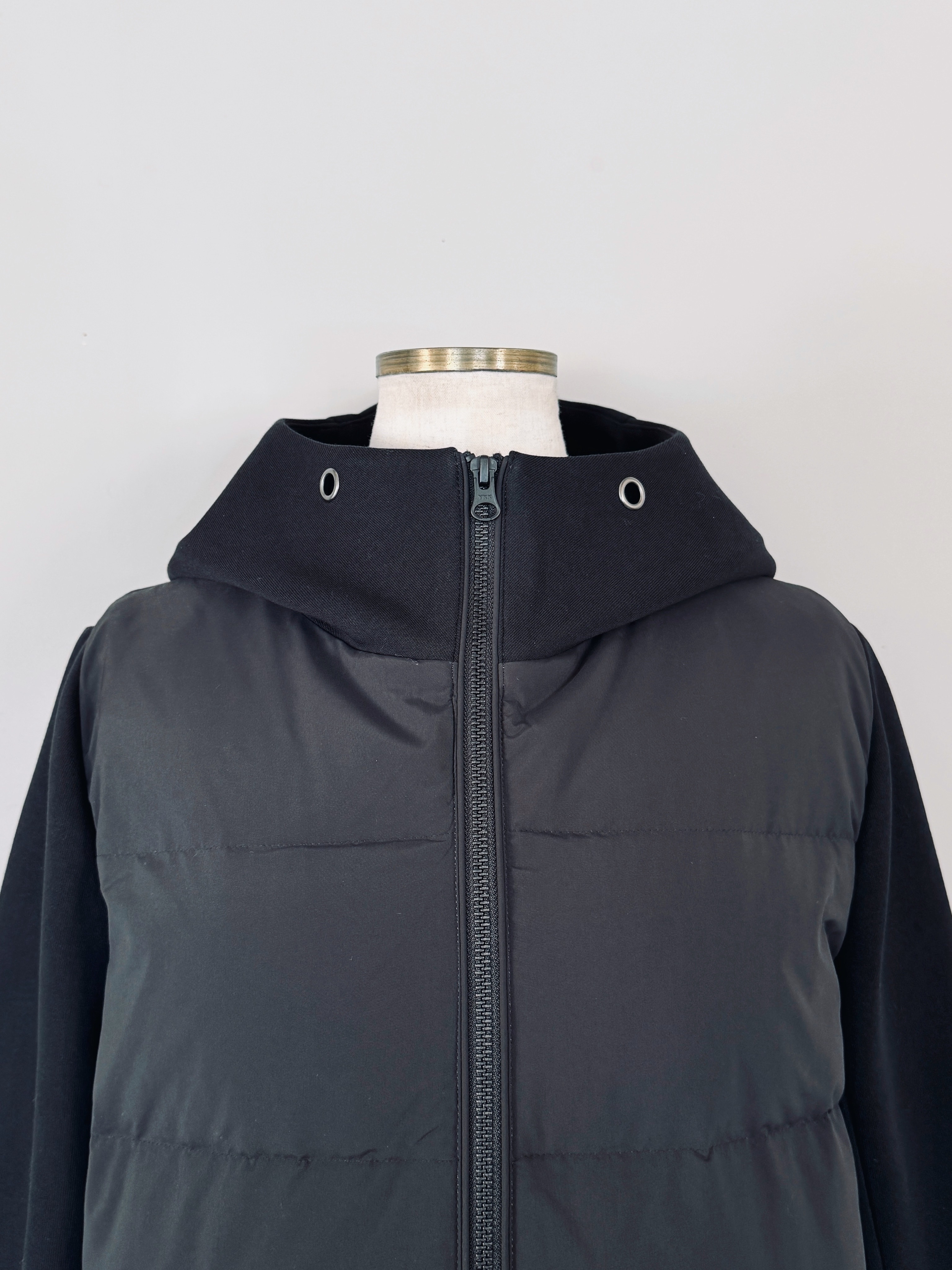 m`select 異素材切り替えダウン SELECT(セレクト) フードダウン異素材切り替えコート｜Praise / trois