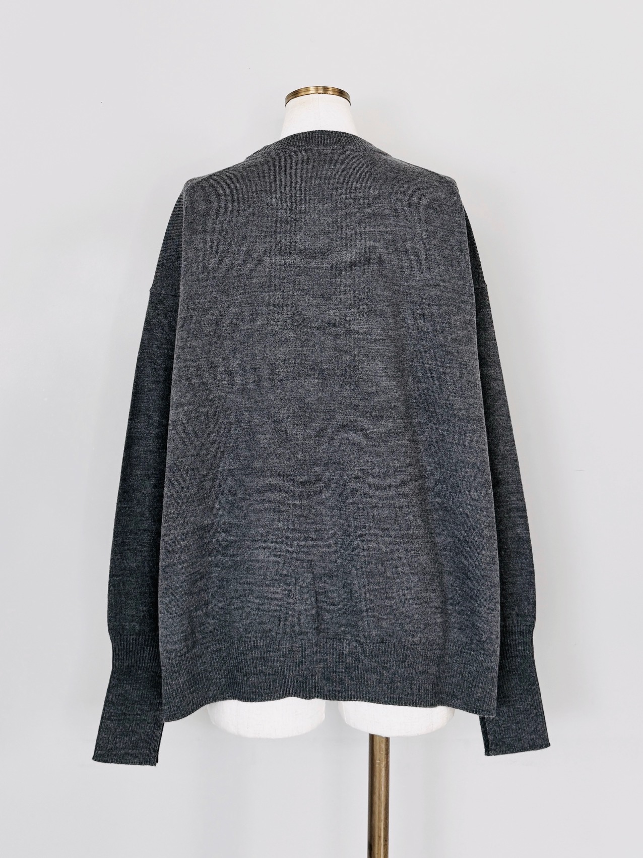 なのはな様　クルーネック　チャコール 畦編みクルーネックニット／洗濯機で洗える (S キナリ