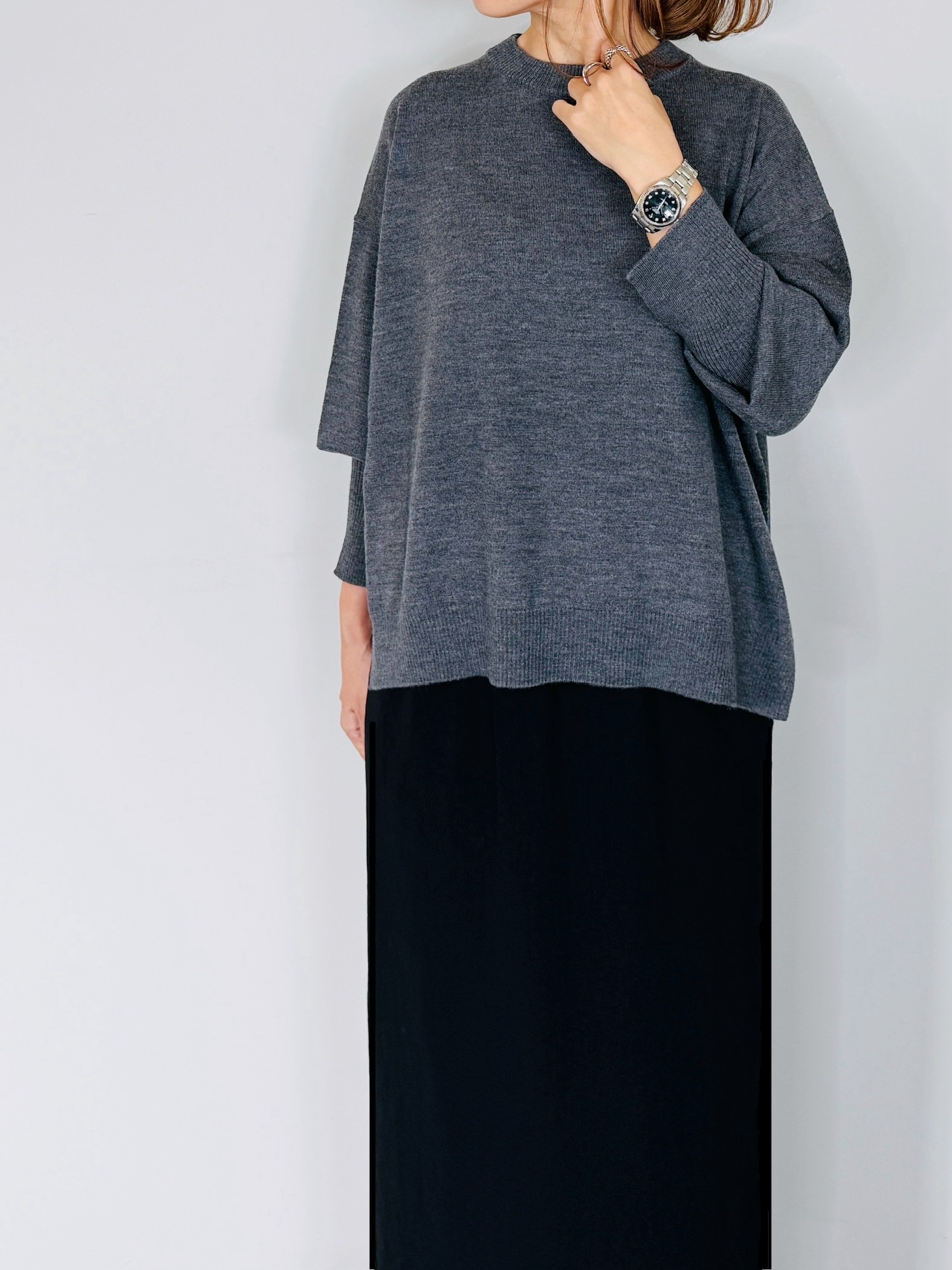 SELECT(セレクト) ウールサイドスリットクルーネックニット 50-17000