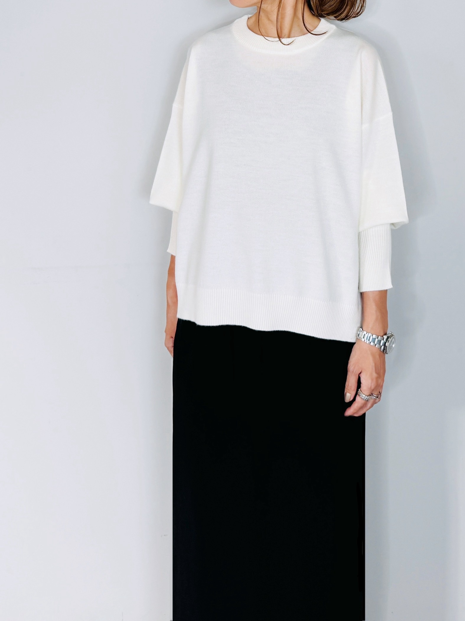 SELECT(セレクト) ウールサイドスリットクルーネックニット 50-17000