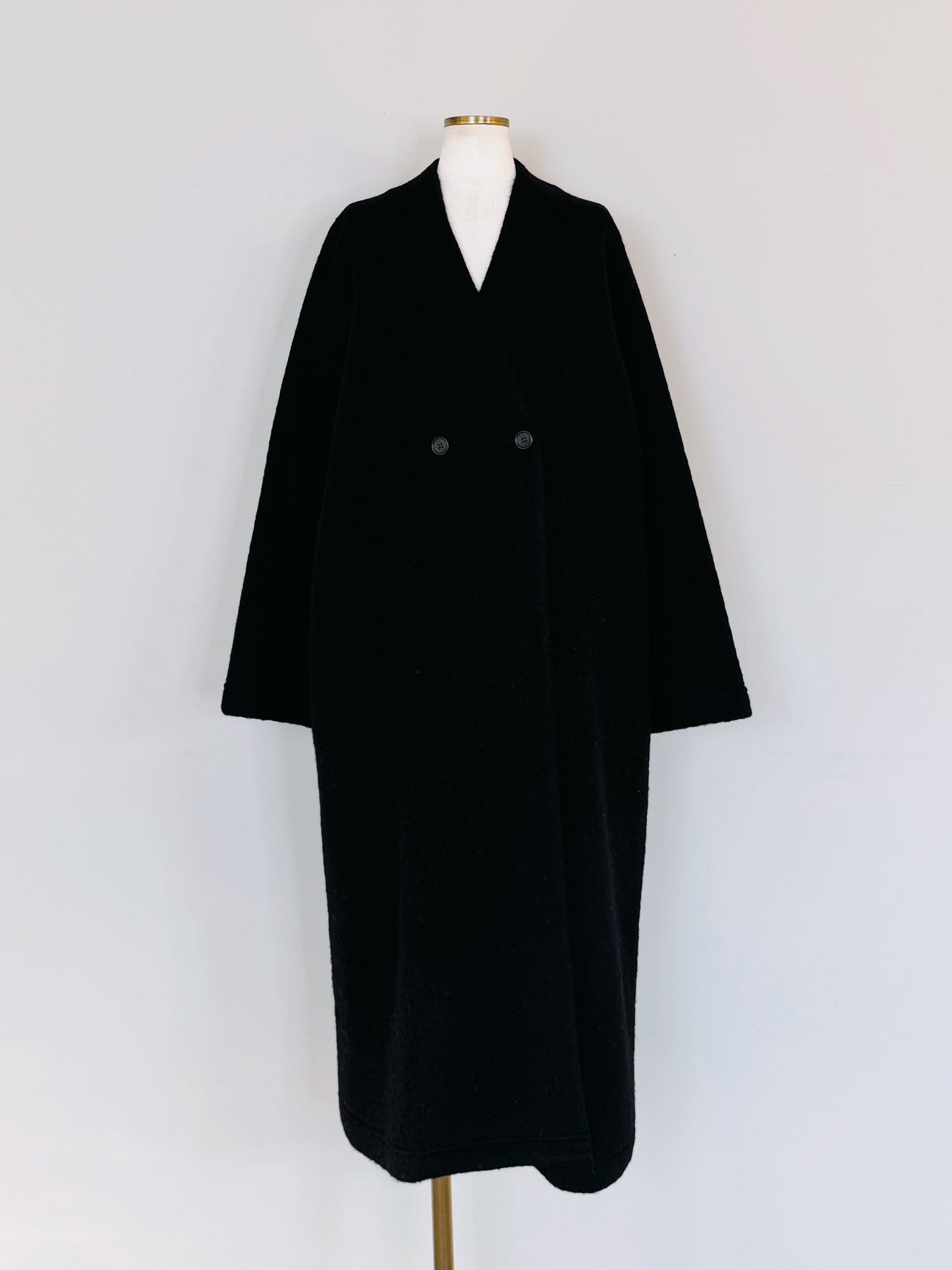 美品⭐︎chouchouセレクト　ポンチノーカラーハーフコート　ブラック ノーカラーポンチョ-Women