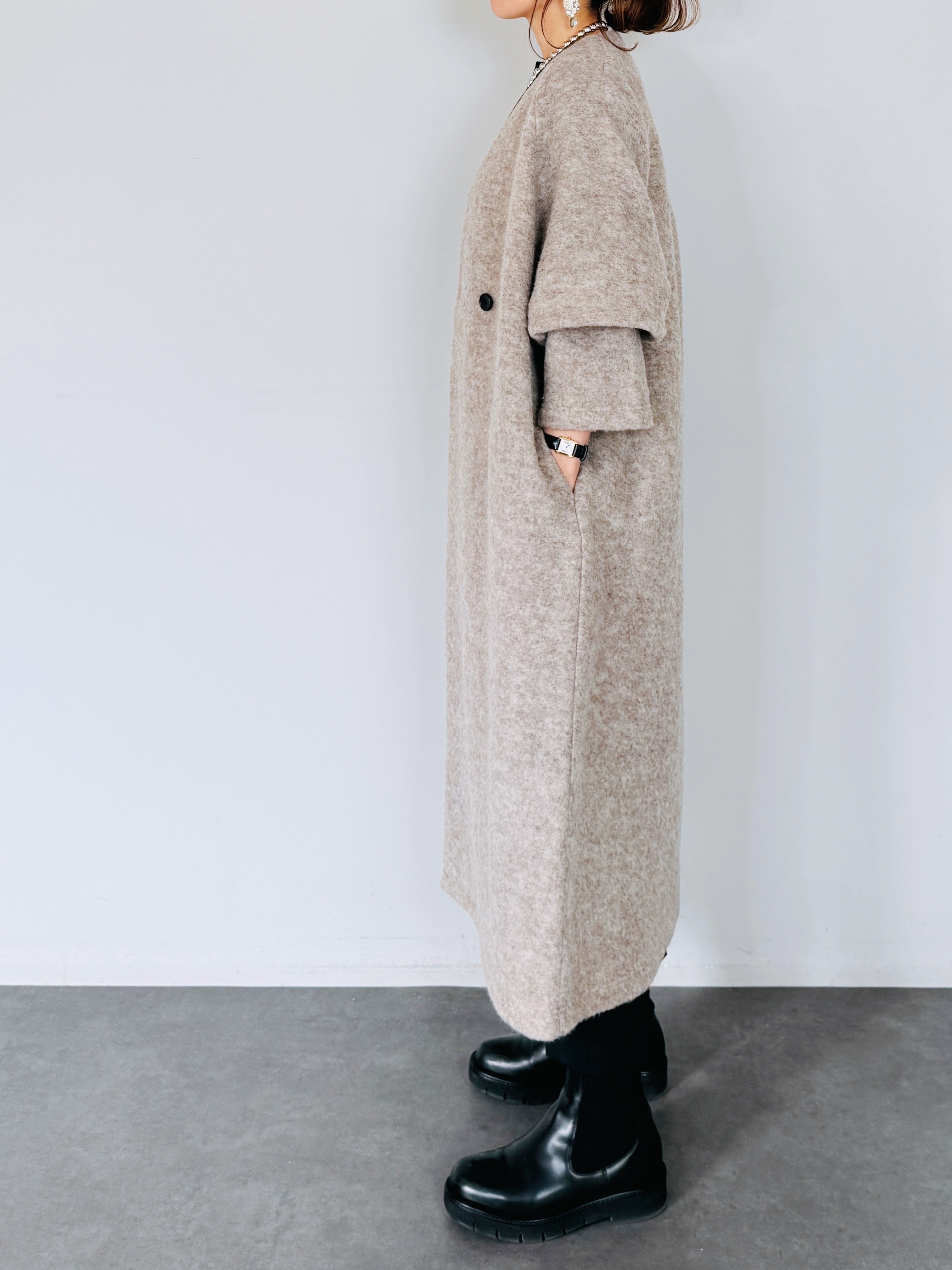 Chloe アンゴラ混 ガウンロングコート アンゴラウール コンバーチブルハイネックロングコート