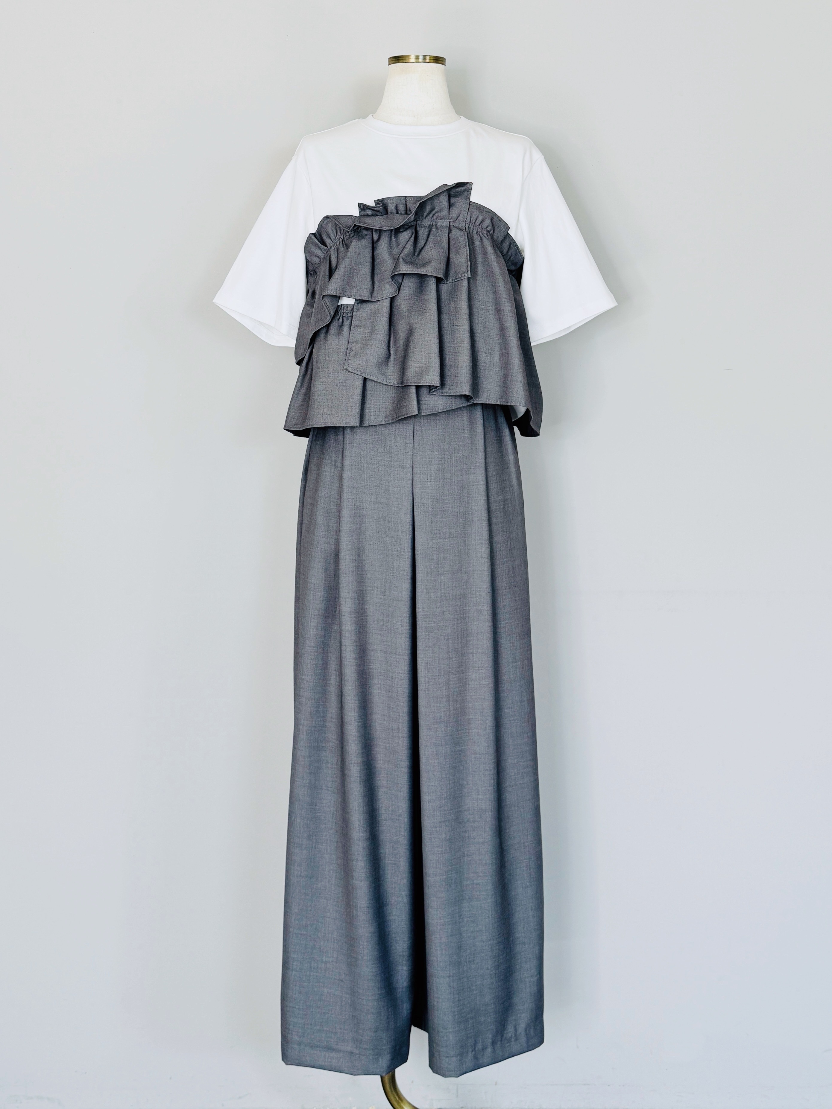SELECT(セレクト) 異素材フリルドッキングTシャツ《SET UPアイテム