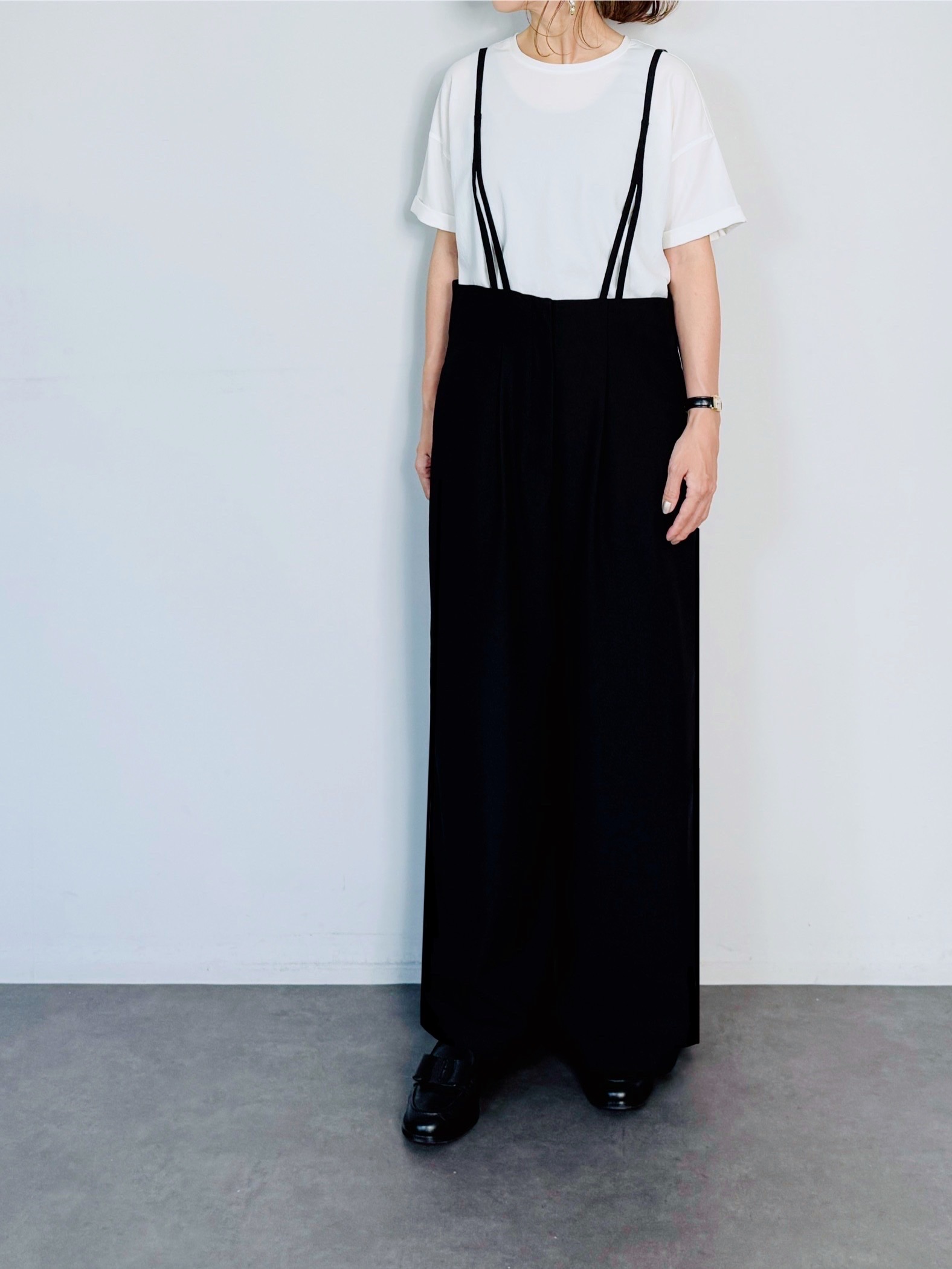 chouchou セレクト　サロペットANIECA SELECT(セレクト) ドロストストラップ付サロペットワイドパンツ