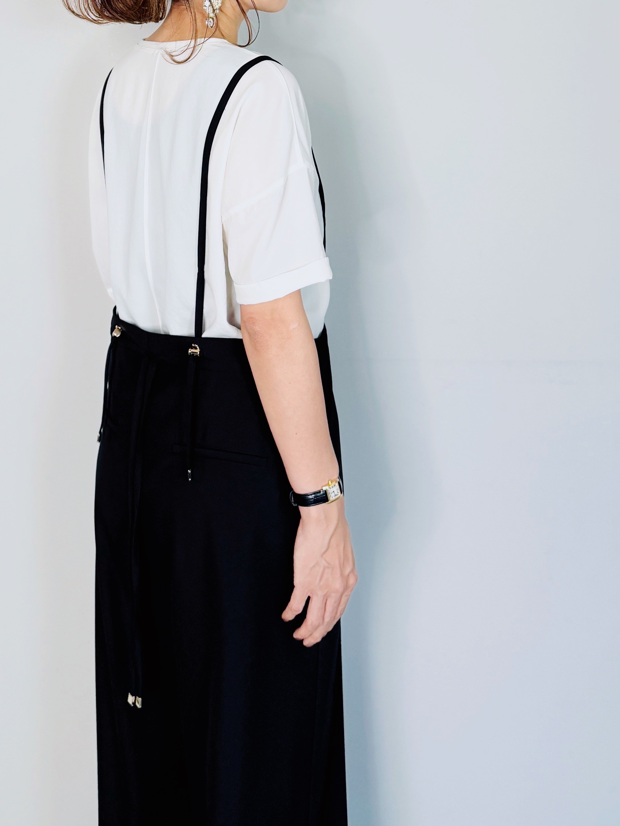 SELECT(セレクト) ドロストストラップ付サロペットワイドパンツ