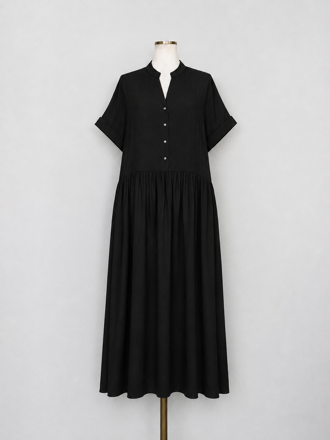 SELECT(セレクト)　ウエストギャザーキーネックワンピース