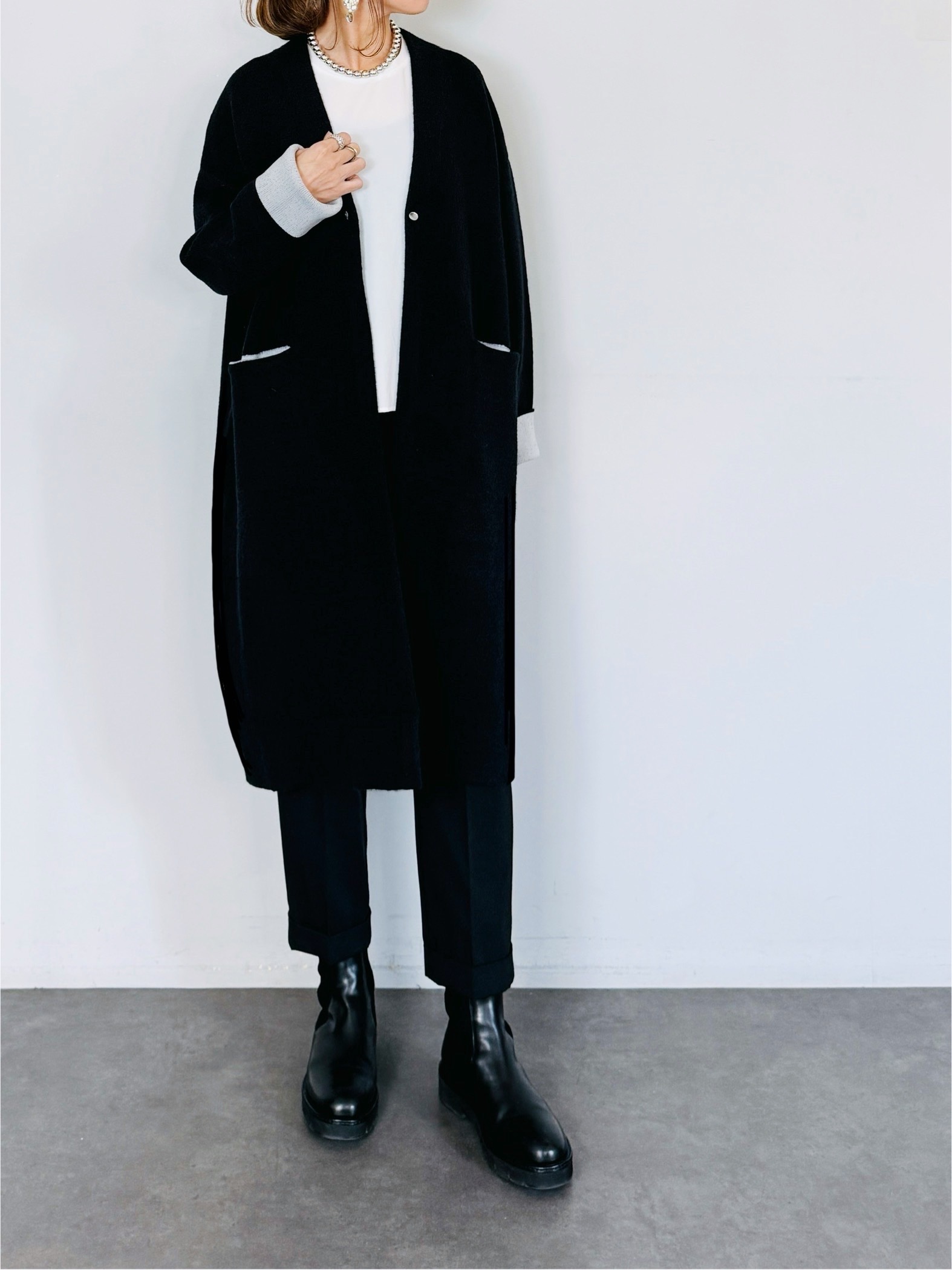 SELECT(セレクト) ダブルフェイス配色ニットロングカーディガン