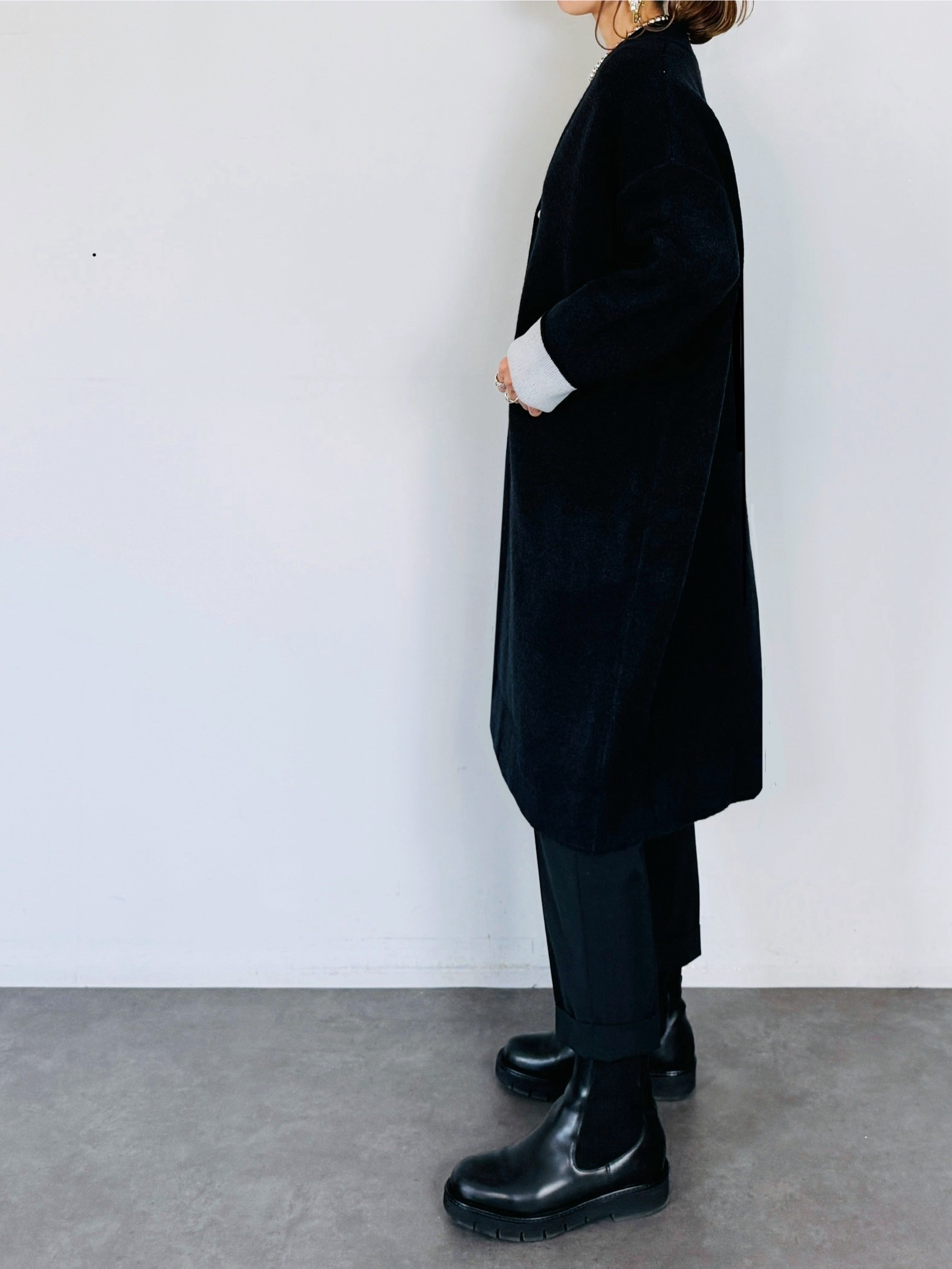 SELECT(セレクト) ダブルフェイス配色ニットロングカーディガン