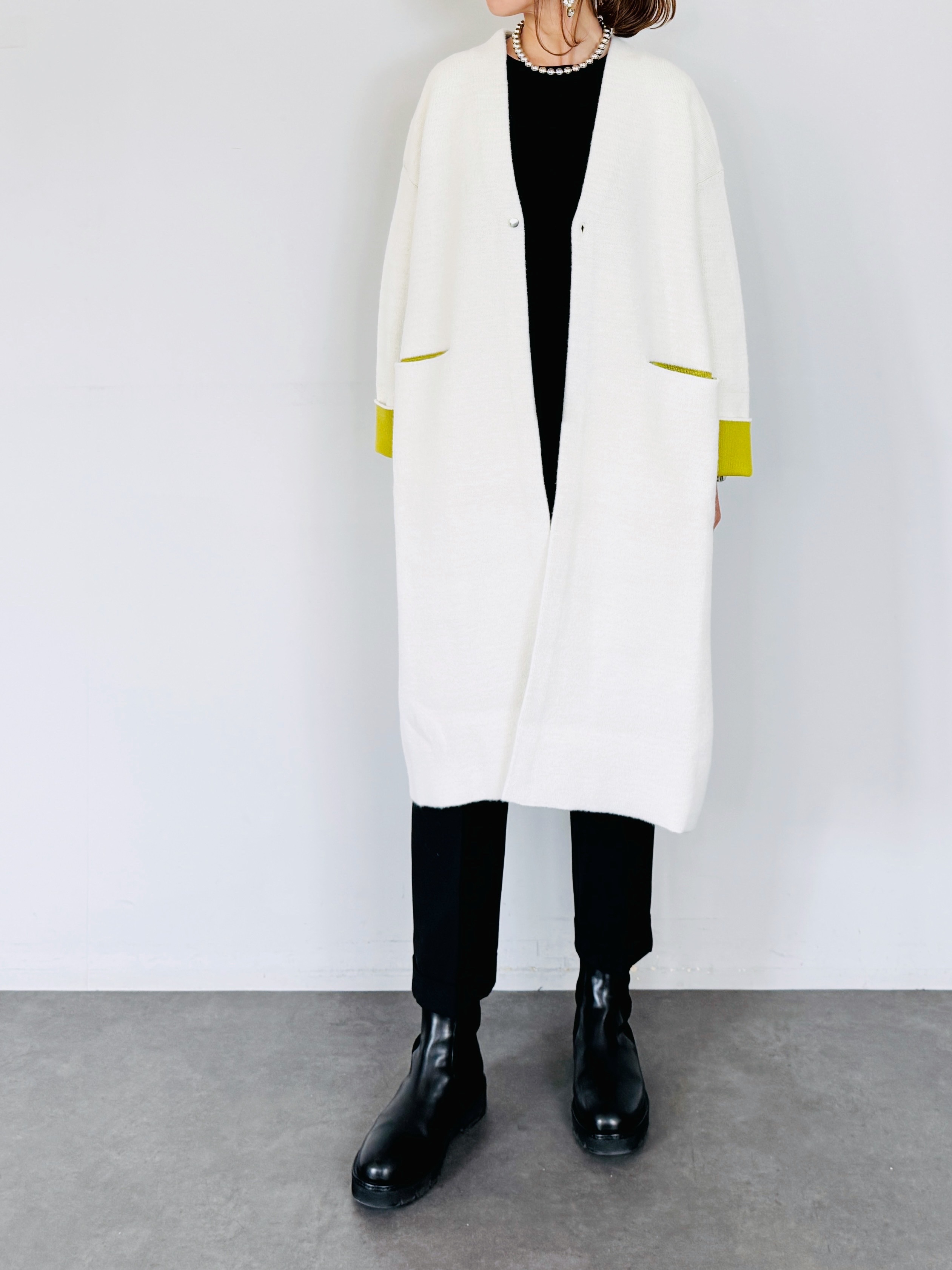 SELECT(セレクト) ダブルフェイス配色ニットロングカーディガン