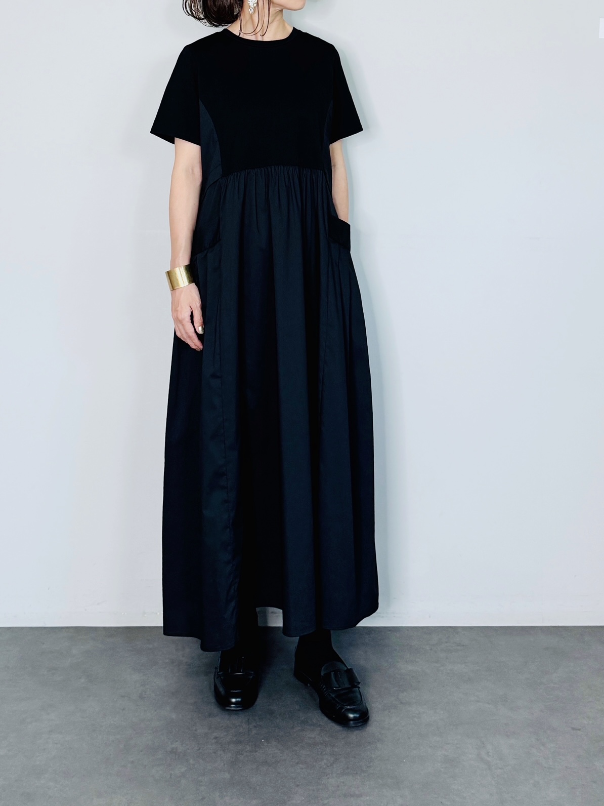 JM異素材切り替えのドレスワンピ✨ ワンピース ジャガード異素材切替ロングワンピース : ZOZOTOWN Yahoo